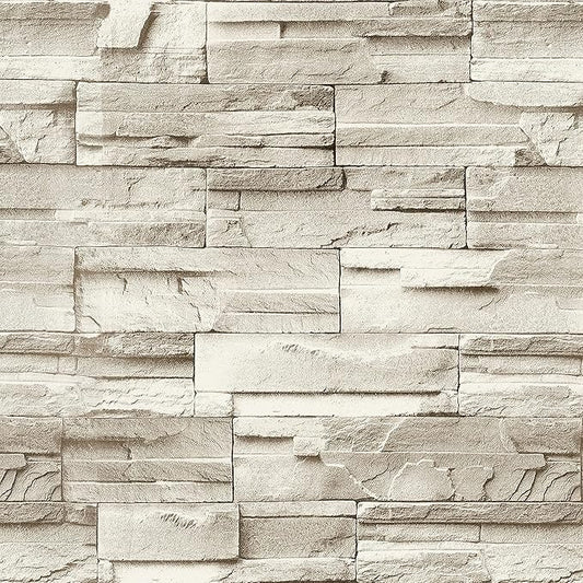 Jeweluck Stone Wallpaper Peel and Stick Brick Wallpaper 17.7”×196.8” Brick Contact Paper Peel and Stick Wall Paper Bathroom Faux Stone Backsplash for Kitchen Removable Decorative for Walls Vinyl