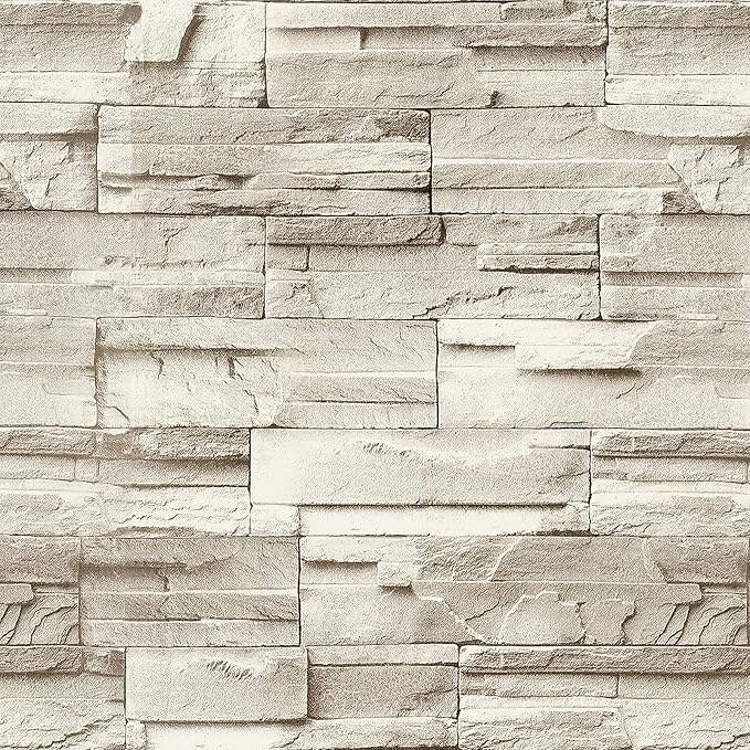 Jeweluck Stone Wallpaper Peel and Stick Brick Wallpaper 17.7”×196.8” Brick Contact Paper Peel and Stick Wall Paper Bathroom Faux Stone Backsplash for Kitchen Removable Decorative for Walls Vinyl