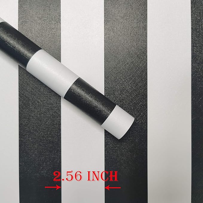 Guvana Striped Peel and Stick Wallpaper Black and White Self-Adhesive Wallpaper 394"x17.7" Removable Contact Paper Waterproof Wall Paper for Livingroom Cabinets Shelves Drawer Liner Decor Vinyl Roll