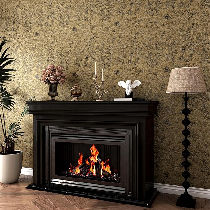 Stickyart Gold Metallic Peel and Stick Wallpaper Removable Thick Waterproof Luxury Textured Gold Contact Paper for Kitchen Countertops Cabinet Backsplash Vintage Gothic Vinyl Roll for Bedroom 12