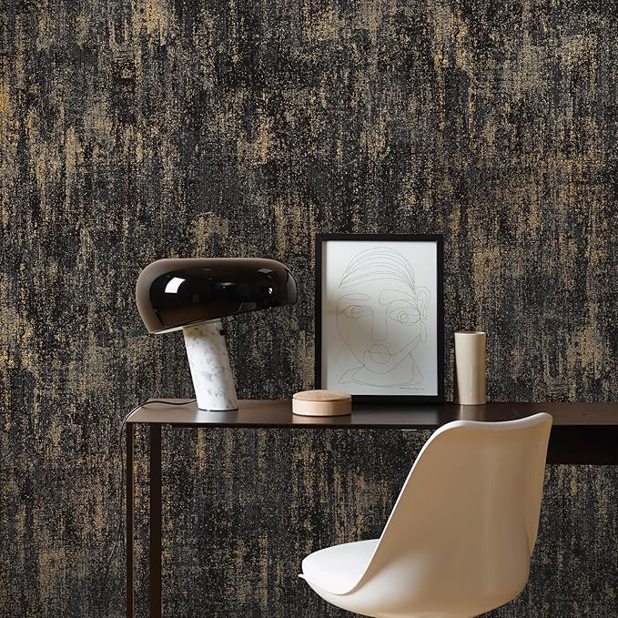 JiffDiff Vintage Metallic Peel and Stick Wallpaper Industrial Metallic Concrete Wall Paper Modern Stick on Wallpaper Self Adhesive Contact Paper(17.3