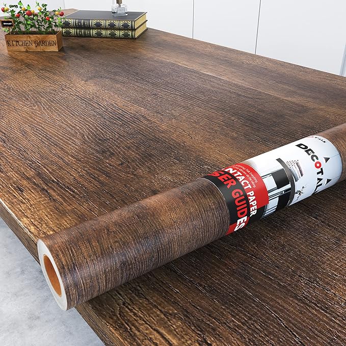 Decotalk 12"x200" Contact Paper Wood Grain Contact Paper Self Adhesive Wallpaper Peel and Stick Wood Wallpaper Textured Wood Contact Paper for Cabinets Decorative Vinyl Wrap for Walls Removable