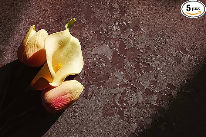 Dimoon Wallpaper 236"x17.3" Thicken Embossed Flower Wallpaper Stick and Peel Dark Orange Brown Floral Stick Peel Contact Paper Pure Waterproof Self Adhesive Removable Shelf Polyvinyl Chloride Roll
