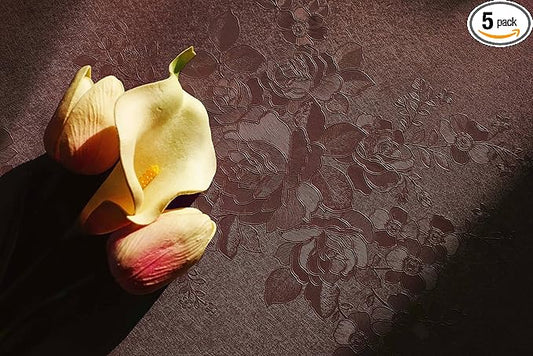 Dimoon Wallpaper 236"x17.3" Thicken Embossed Flower Wallpaper Stick and Peel Dark Orange Brown Floral Stick Peel Contact Paper Pure Waterproof Self Adhesive Removable Shelf Polyvinyl Chloride Roll