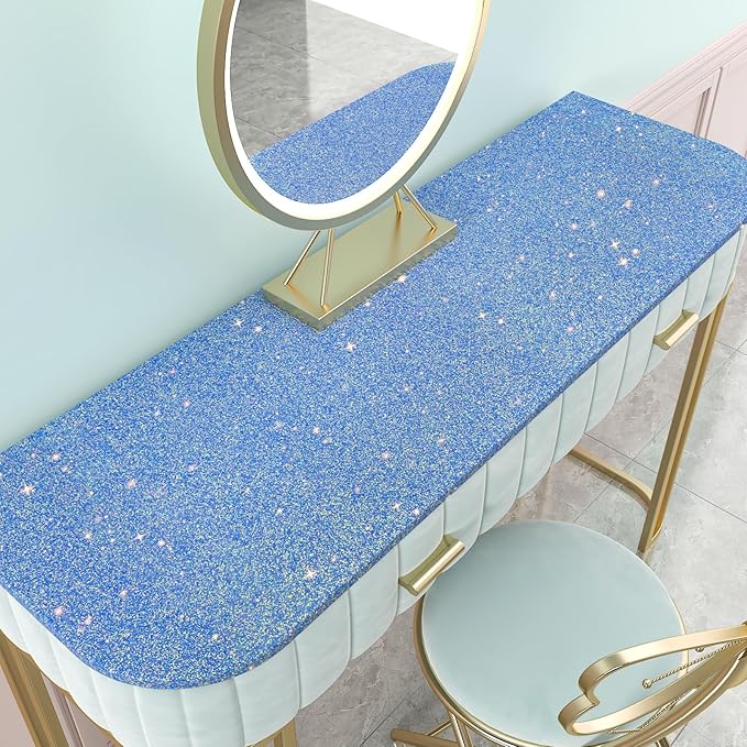 CHIHUT Holographic Blue Glitter Peel and Stick Wallpaper 15.7''x236'' Decorative Self Adhesive Iridescent Blue Contact Paper Renter Friendly Glitter Wall Paper for Girls Bedroom Shelves Cabinets