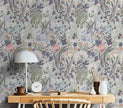 Peel and Stick Wallpaper Vintage Wall Paper Gray/Purple Floral Contact Paper Removable Wallpaper 17.3