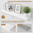 Fun Memories Floating Shelves 30 Inch, Wall Mounted Wood Shelf Set of 2, Farmhouse Decor for Bathroom, Bedroom, Kitchen, Living Room, White