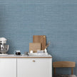 JiffDiff Grasscloth Wallpaper Peel and Stick Blue Grassweave Stick on Wallpaper Textured Self Adhesive Wall Paper Contact Paper 787