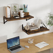 Floating Shelves, 12 Inch Deep Rustic Wood Wall Storage, 24W x 12D Wall Shelves Set of 2, Heavy Duty Metal Brackets, Large Industrial Book Shelf for Living Room, Kitchen, Bedroom, Brown