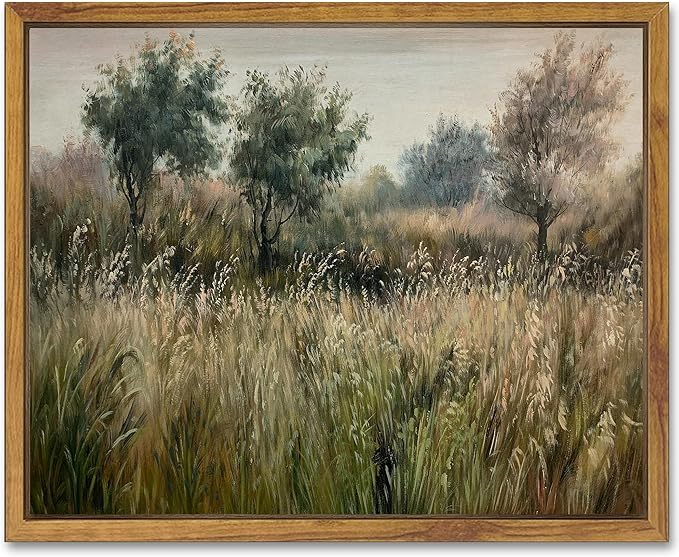 SHENIFY Landscape Framed Canvas Wall Art Vintage Classical Wilderness Prints Modern Kitchen Bathroom Office Decor - 8x10in Natural Framed