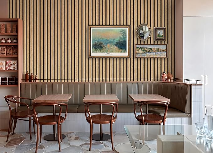 Wallpaper Peel and Stick Wood Grating Stripe Self-Adhesive Wallpaper Faux Wood Contact Paper Wood Slats Self Adhesive Wall Paper PVC Vinyl Film Removable Waterproof 17.3" x 393"