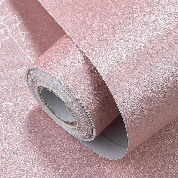 Pink Silk Wallpaper Embossed Peel and Stick Wallpaper A Set of 17.7 inch X 300 inch Textured Self-Adhesive Removable Contact Paper Waterproof Vinyl Roll for Bedroom Cabinet Furniture