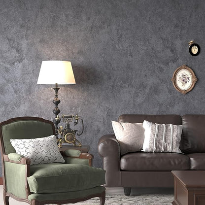 31"×354" Big Roll Large Size Dark Blue Grey Concrete Wallpaper Peel and Stick Wide Thick Glossy Adhesive Gray Concrete Cement Contact Paper Vinyl Wall Sticker for Bedroom Living Room Gym Walls