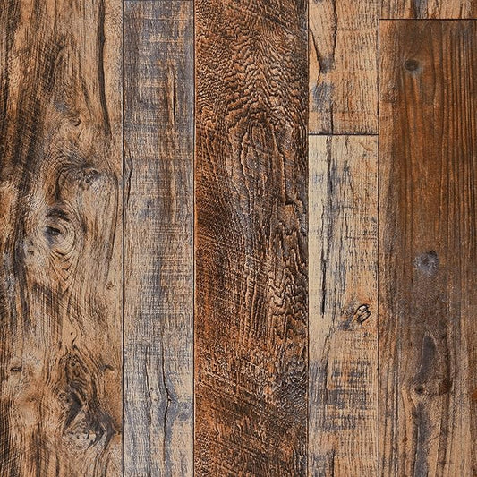 WENMER 11.8" x 394" Brown Wood Wallpaper Peel and Stick Wallpaper Shiplap Self Adhesive Wall Paper Removable Wood Contact Paper for Cabinet Countertop Shelf Drawer Wall Door