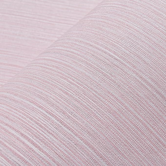 Haimin Grasscloth Wallpaper Textured 24in X 393in Fabric Contact Paper Pink Wall Paper Textured Linen Peel and Stick Self-Adhesive Thick Vinyl Embossed Film Wallpaper (Pink)