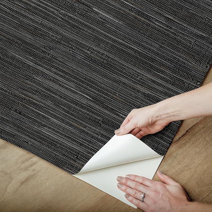 NuWallpaper Black Grassweave Peel and Stick Wallpaper, NUS4992