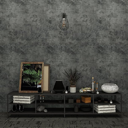16"×197" Extra Thick Dark Blue Grey Concrete Wallpaper Peel and Stick Waterproof Gray Concrete Contact Paper Vinyl Wrap 3d Faux Adhesive Cement Tile Sticker for Kitchen Island Bedroom Gym Walls