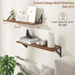 Axeman 24 Inch Floating Shelves | 8 Inch Deep Walnut Wall Shelves Set of 2 | 24W x 8D Rustic Wood Shelves for Bookshelf Living Room Bedroom Home Office Bathroom