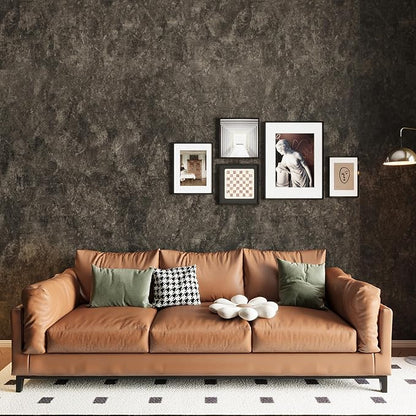 48"×197" Big Roll Long Size Dark Brown Tan Grey Concrete Wallpaper Peel and Stick Waterproof Thick Charcoal Gray Concrete Contact Paper Vinyl Adhesive Taupe Cement Sticker for Bedroom Walls
