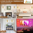 Vintage Battery Wall Sconce with Flower lampshade,Rechargeable Battery Powered Wall Lights,Wall lamp with 15 Colors for Bedroom Living Room Home Decor (Flower Amber, 2 Light Battery Operated)