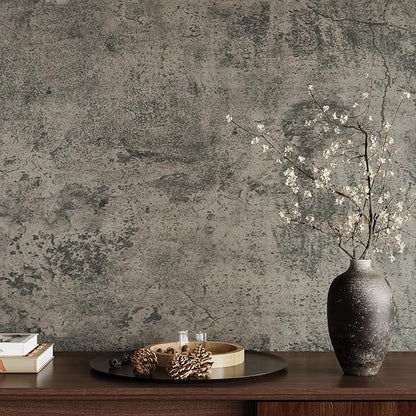 VaryPaper 24"x473" Large Size Industrial Weathered Concrete Wallpaper Peel and Stick for Bedroom Walls Removable Self Adhesive Grey Limewash Cement Wallpaper Concrete Contact Paper for Countertops
