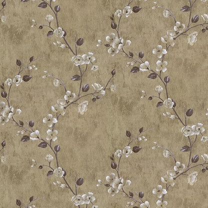 SOON AFTER Floral Peel and Stick Wallpaper Floral Contact Paper Vintage Flower Wallpaper Removable,Waterproof,Self Adhesive Vinyl Roll for Livingroom Bedroom 17.5”x120”
