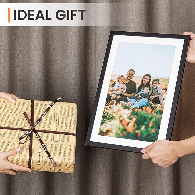 upsimples 11x17 Picture Frame Set of 5, Display Pictures 9x15 with Mat or 11 x 17 Without, Wall Gallery Poster Frames, Black