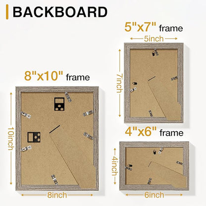 Vittanly Picture Frames Set of 10, Picture Frames Collage Wall Decor with Two 8x10, Four 5x7 and Four 4x6 Photo Frames, Gallery Wall Frame Set for Wall or Tabletop Display, Grayish Brown