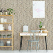 WENMER 17.71 Inchx 394 Inch Geometric Hexagon Wallpaper Contact Paper Peel and Stick Brown and Black Hexagon Removable Self Adhesive Wallpaper Vinyl Film Shelf Paper & Drawer Liner Roll for Home Use