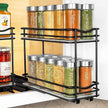 LYNK PROFESSIONAL® Pull Out Spice Rack Organizer for Inside Kitchen Cabinets - 4-3/8 inch Wide - Slide Out Drawer – Black Sliding Spice Organization for cabinet - Spice Racks - 2 Tier