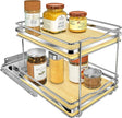 LYNK PROFESSIONAL® Élite™ Pull Out Spice Rack Organizer for Inside Kitchen Cabinets - 8-3/8 inch Wide - Slide Out Drawer – Wood/Chrome Sliding Spice Organization for cabinet - Spice Racks - 2 Tier