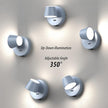 URSOLA Wall Light Set of Two, LED Wall Sconce with On/Off Switch USB Charging Port 110 Volt Hardwired Wall Lamp 350 Rotatable Up Down Sconces Wall Lighting (Blue)