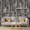 Yun-aeon Natural Wood-Dark Grey Wood Contact Paper Peel and Stick Wallpaper 34.6