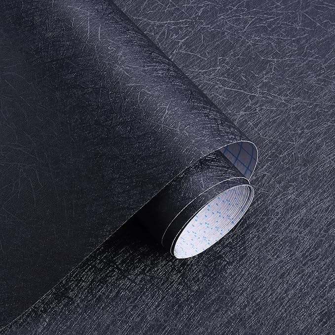 Safiyya Peel and Stick Wallpaper Blackish Blue Silk Wallpaper Textured Blackish Blue Contact Paper Decorative Modern Solid Color Contact Paper for Walls Vinyl Rolls 393