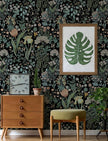Peel and Stick Wallpaper Vintage Wall Paper Black Floral Contact Paper Removable Wallpaper 17.3