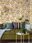 Floral Wallpaper Peel and Stick Boho Wall Paper Removable Waterproof Yellow/Green/Red Contact Paper for Bedroom, Bathroom, Home Wall 17.3