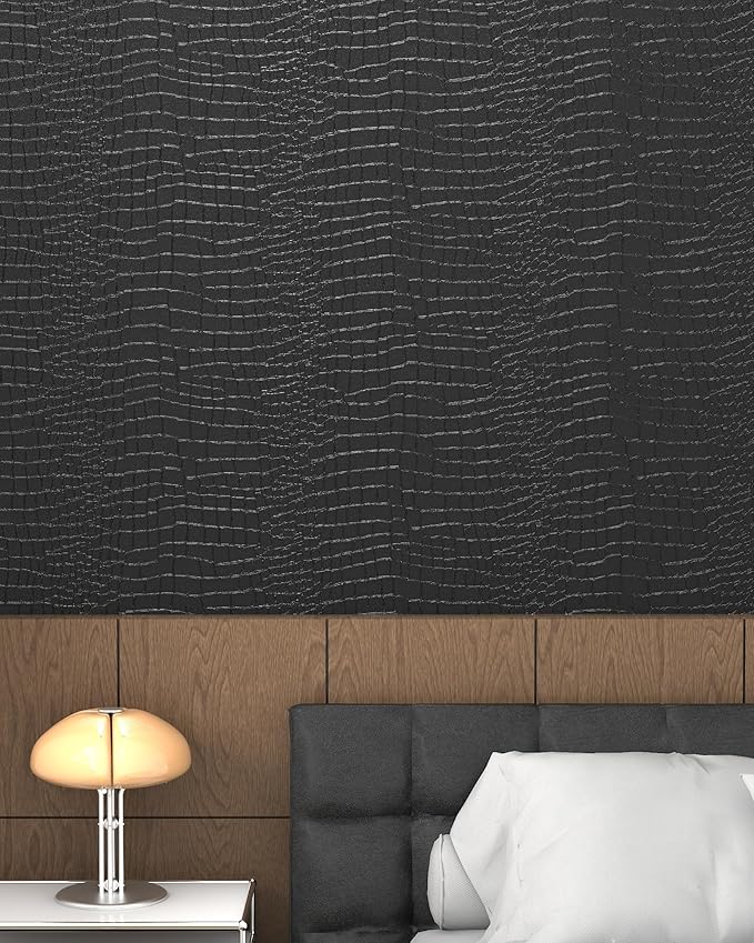Black Wallpaper Peel and Stick Wallpaper Self Adhesive Removable Wall Paper Vintage 15.7
