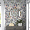 Peel and Stick Wallpaper Vintage Wall Paper Gray/Purple Floral Contact Paper Removable Wallpaper 17.3