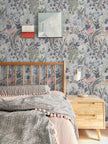 Peel and Stick Wallpaper Vintage Gray Purple Wallpaper Floral Contact Paper Removable 17.3