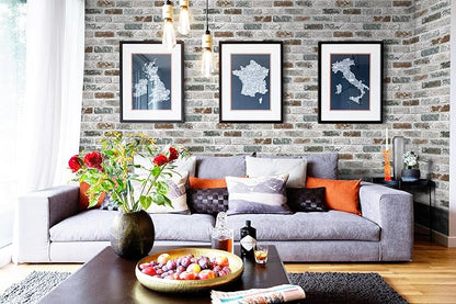 Guvana 17.3"×118" Brick Wallpaper Red/Blue/Grey Brick Peel and Stick Wallpaper 3D Vintage Brick Contact Paper Self Adhesive Removable Contact Paper Faux Brick Texture Wallpaper for Bedroom Decor