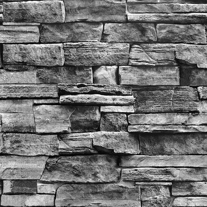 Jeweluck Grey Brick Wallpaper Peel and Stick Wallpaper 17.7”×393.7” Faux Stone Wall Paper Peel and Stick Brick Contact Paper for Kitchen Stone Self Adhesive Removable Decorative for Walls Vinyl
