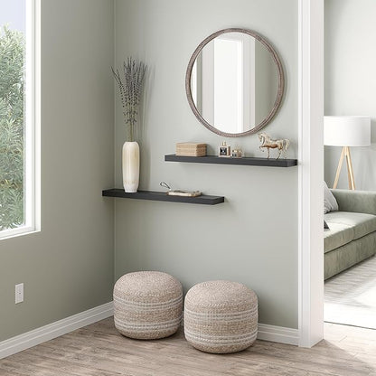 Ballucci Floating Shelves, 36" Wood Wall Shelf Set of 2, with Invisible Brackets for Bathroom, Living Room, Bedroom, Kitchen, Nursery, 6" Deep, Black