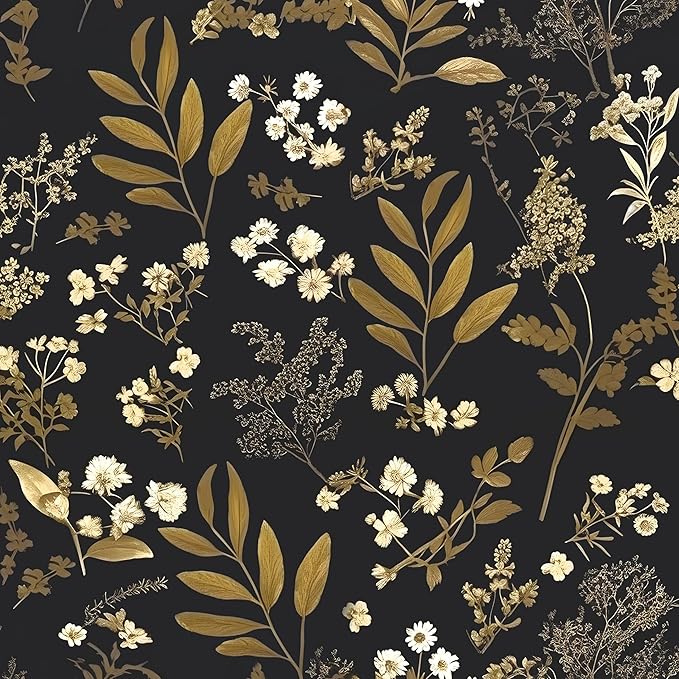 Leaf Wallpaper Peel and Stick Dark Floral Wallpaper 17.5in x 197in Vintage Leaf Contact Paper Vinyl Waterproof Self Adhesive Boho Botanical Wall Paper for Bedroom Cabinet Décor