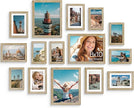 Vittanly 15 Pack Picture Frames Collage Wall Decor, Multi Sizes Including 3pcs 8x10, 6pcs 5x7 and 6pcs 4x6 Photo Frames, Gallery Frame Set for Wall or Tabletop Display, Light Wood