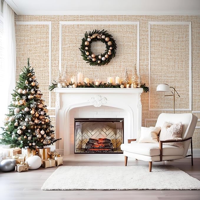 Guvana Grasscloth Peel and Stick Wallpaper Beige Textured Contact Paper Modern Removable Self Adhesive Wall Paper Thicken Fabric Faux Linen Wallpaper for Bathroom Living Room Cabinets 197inx15.7in