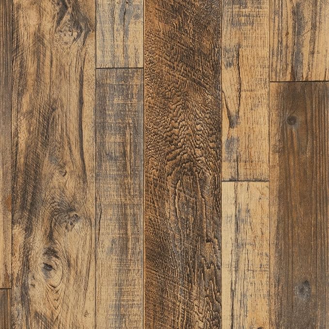 Decoroom 17.71''×511'' Peel and Stick Wallpaper Distressed Wood Plank Wallpaper Rustic Wood Grain Pattern Wall Paper Removable Self Adhesive Brown Shiplap Vinyl Film