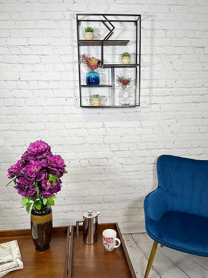 Admired By Nature 4 Tier Rustic Farmhouse Floating Wall Shelves, Wall Mounted Organizer Storage Shelf for Home Decor, 1 Unit