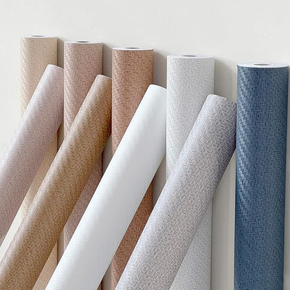 Haimin Fabric Wallpaper Textured Contact Paper (24in X 393in) Grasscloth Wallpaper Peel and Stick Faux Linen Wall Paper Waterproof Vinyl Self Adhesive (White)