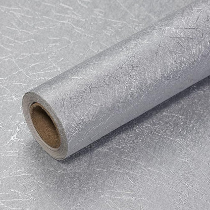 Silver Grey Silk Wallpaper Embossed Peel and Stick Wallpaper A Set of 17.7 inch X 480 inch Textured Self-Adhesive Removable Contact Paper Waterproof Vinyl Roll for Bedroom Cabinet Furniture