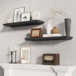 Fun Memories Floating Shelves 32 Inch Long, 9.3 Inch Deep Classic Crown Molding Floating Shelves for Wall, Rustic Wooden Shelves for Wall Decor Bathroom, Kitchen, Office, (Black, 2Pack)